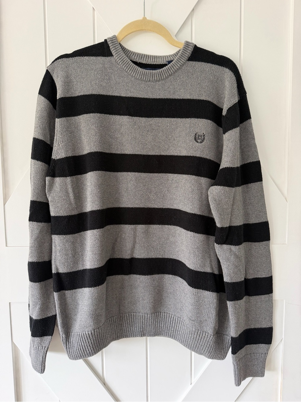 Chaps Polo Men's Striped Crewneck Sweater - Gray & Black
